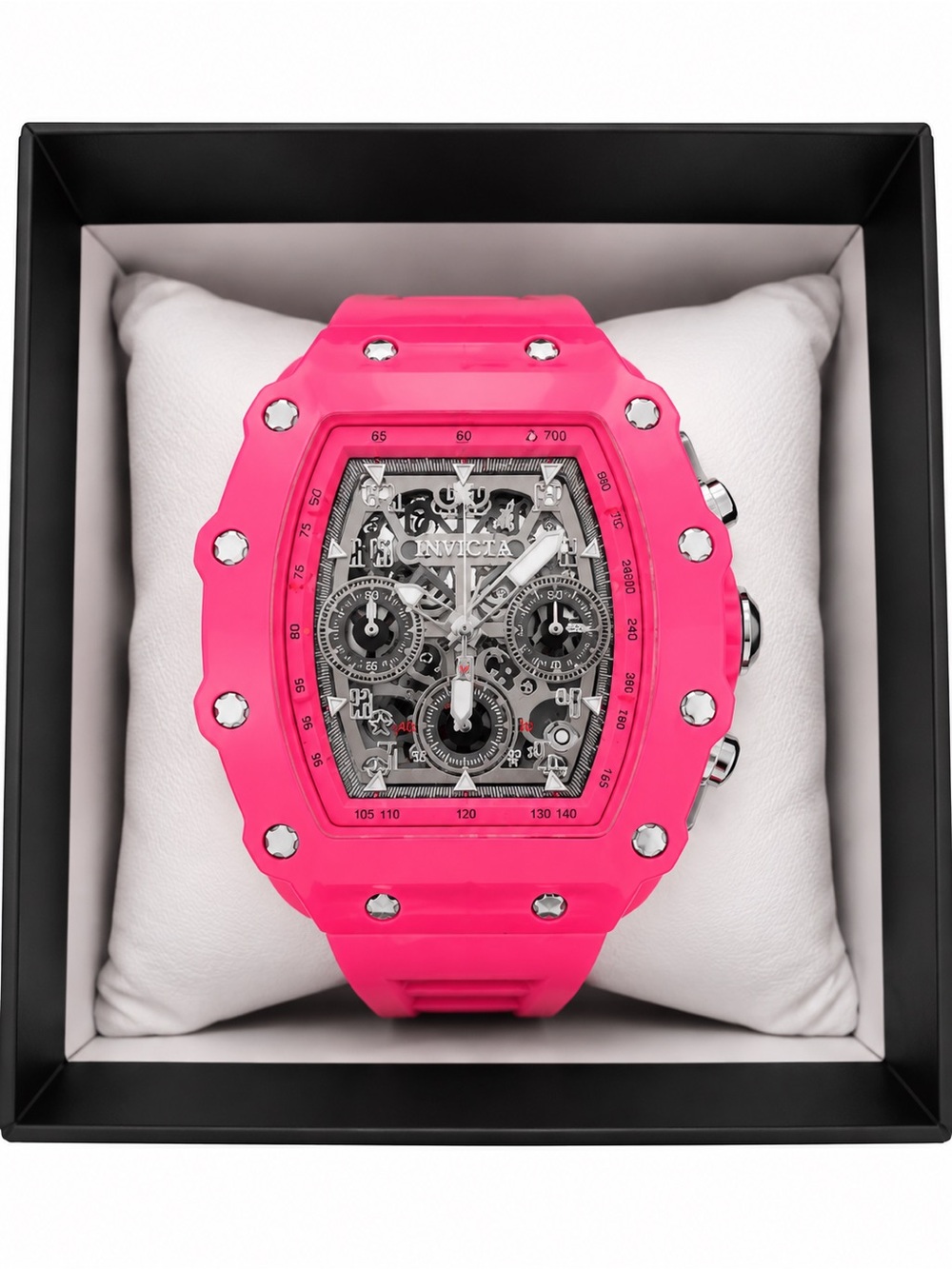 Invicta Model 69609 Hot Pink Skeleton Chronograph Watch